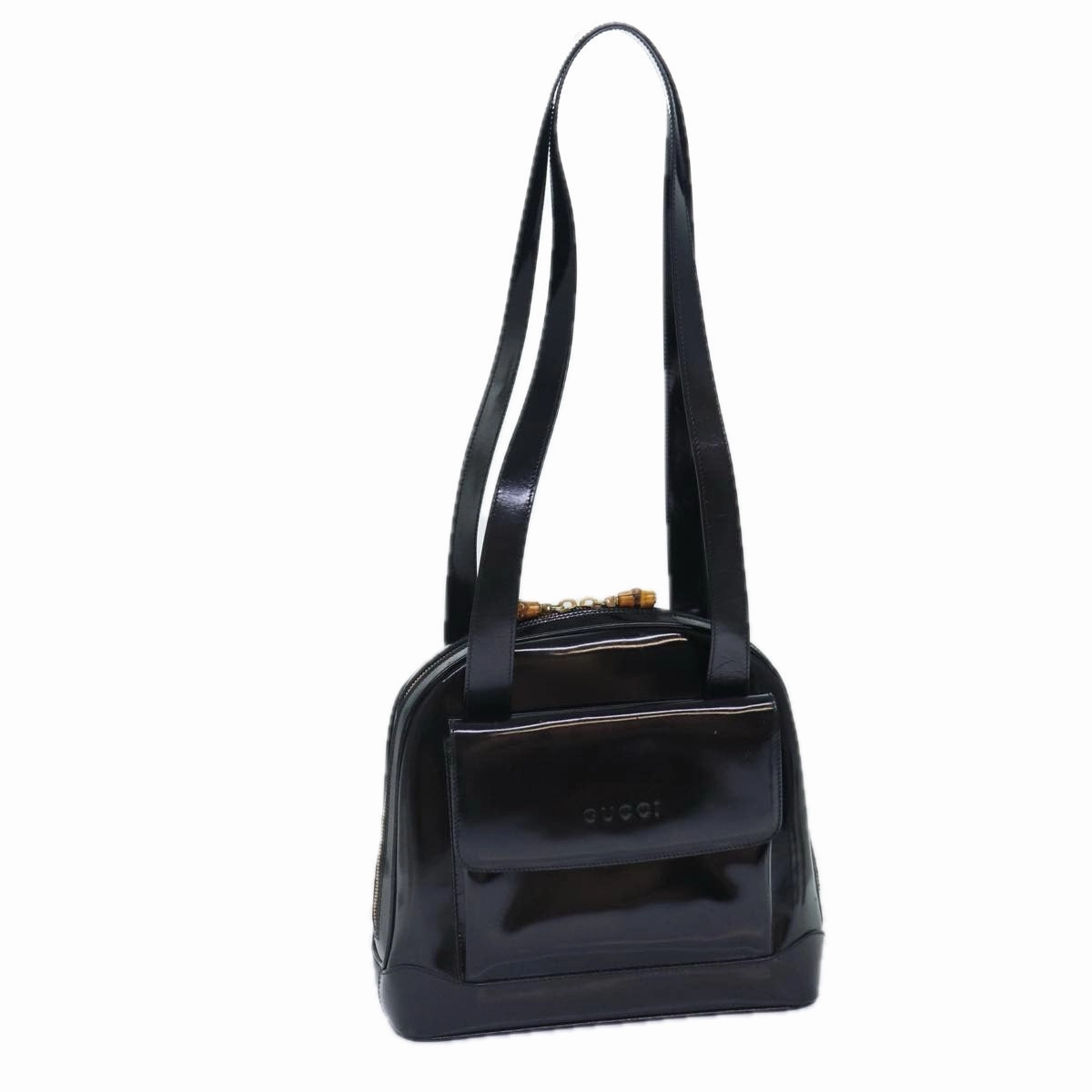 GUCCI Bamboo Backpack Enamel Black Gold 001 1075 1650 0  86335