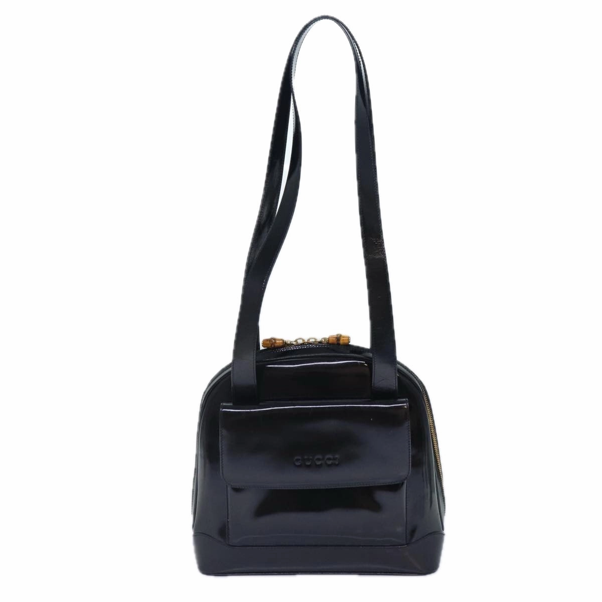 GUCCI Bamboo Backpack Enamel Black Gold 001 1075 1650 0  86335