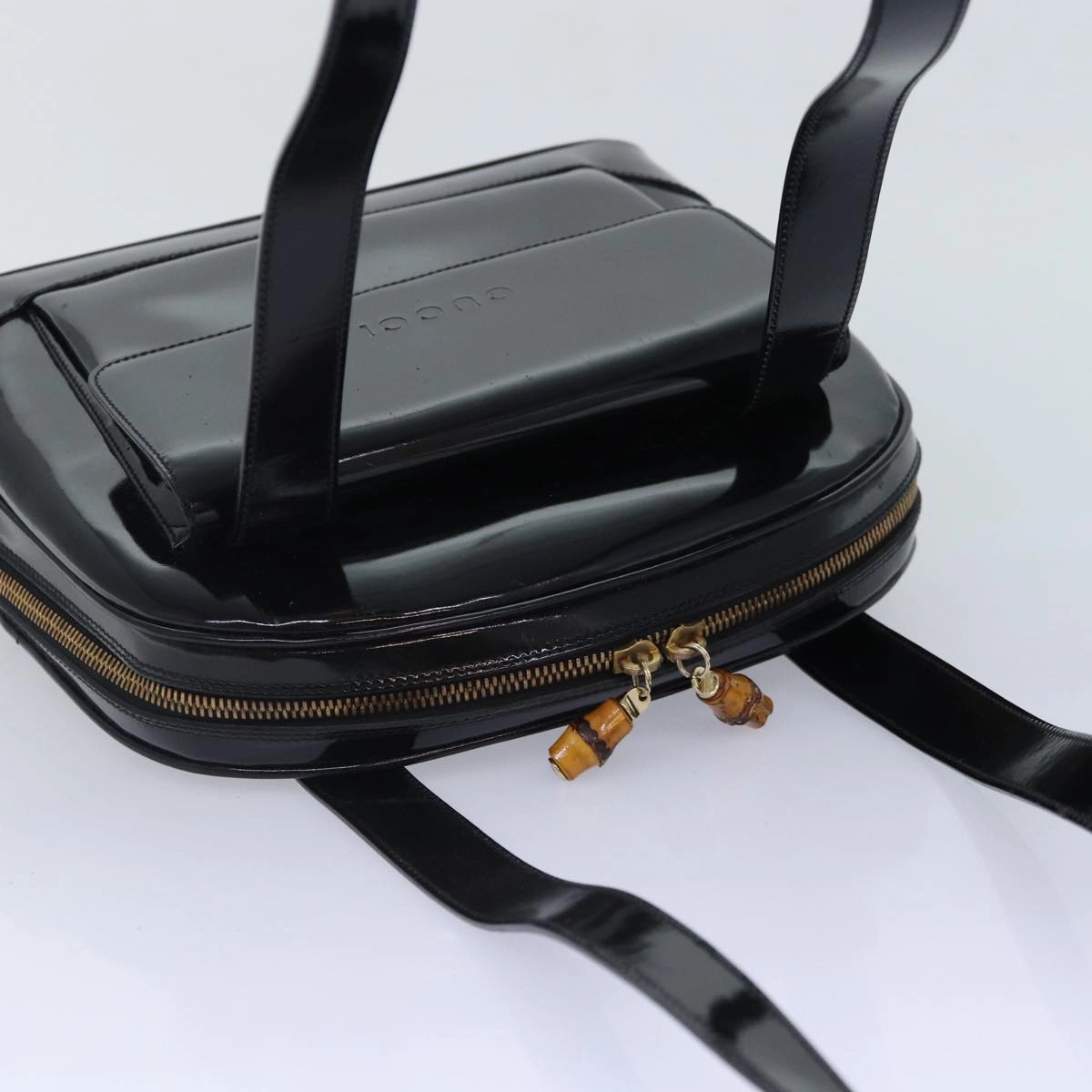 GUCCI Bamboo Backpack Enamel Black Gold 001 1075 1650 0  86335