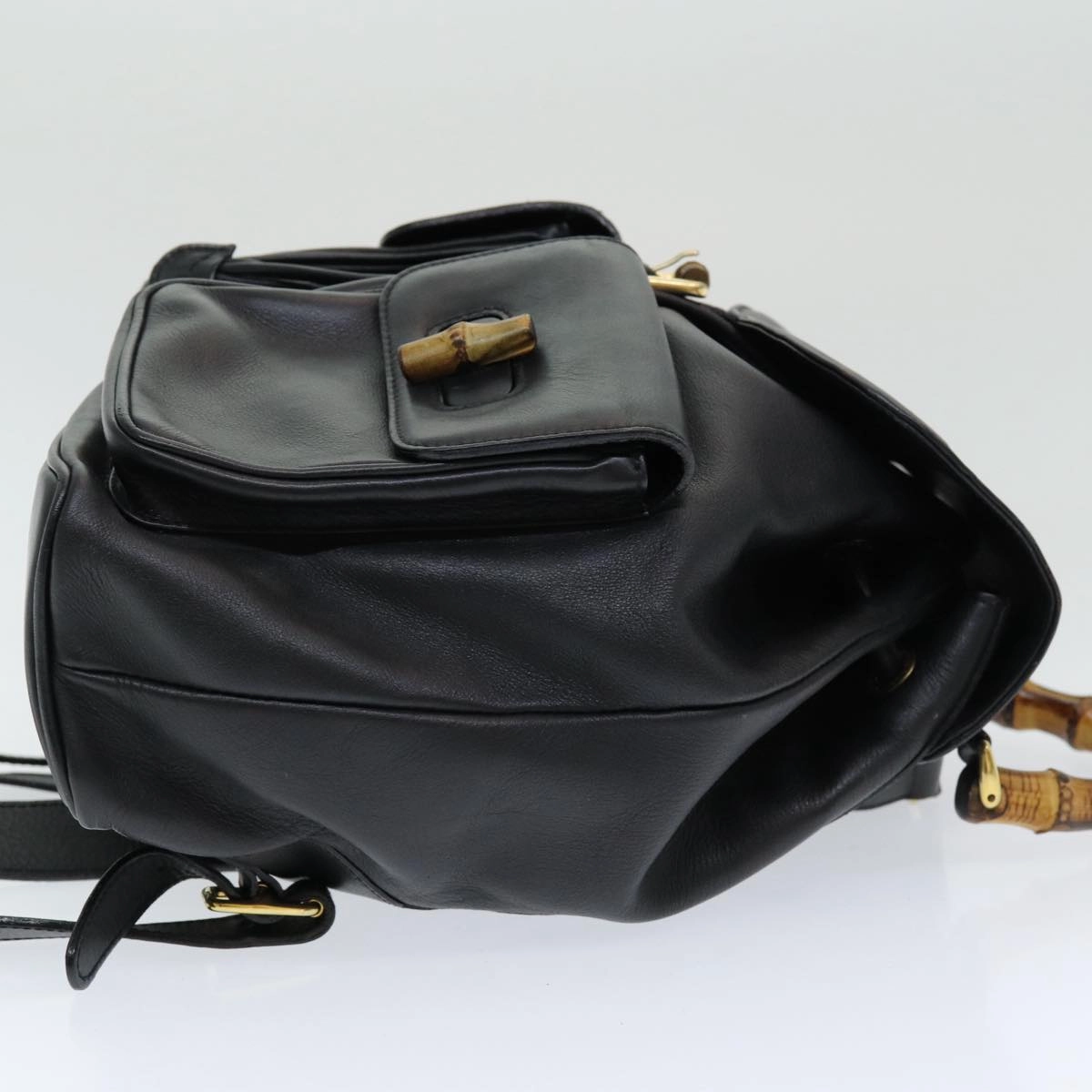 GUCCI Bamboo Backpack Leather Black  am6663