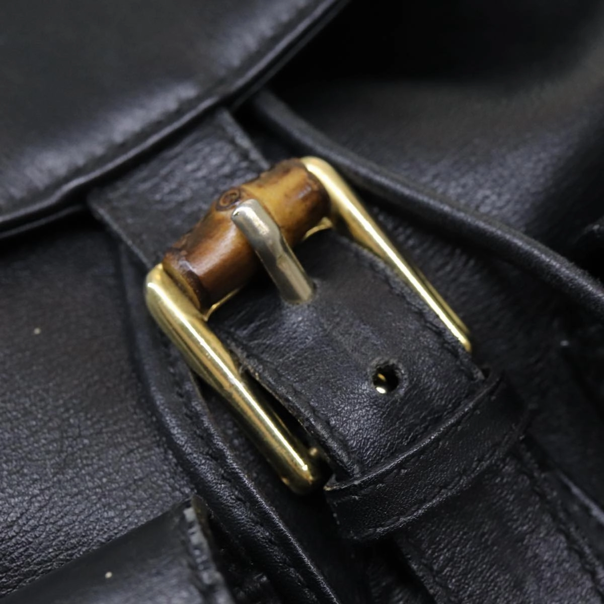 GUCCI Bamboo Backpack Leather Black  am6663