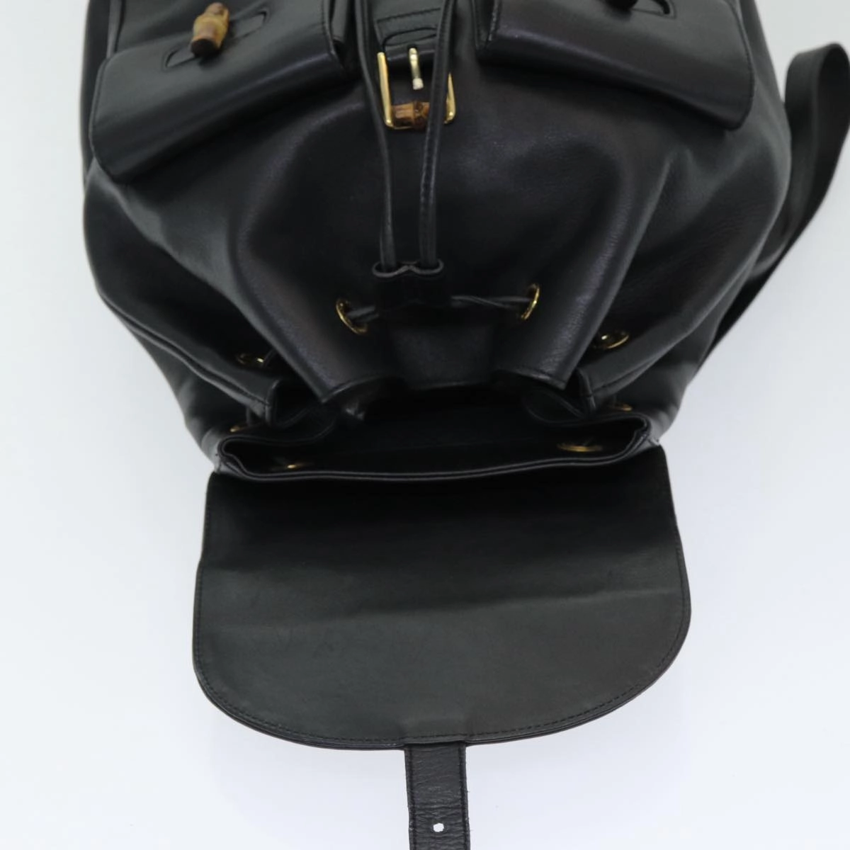 GUCCI Bamboo Backpack Leather Black  am6663