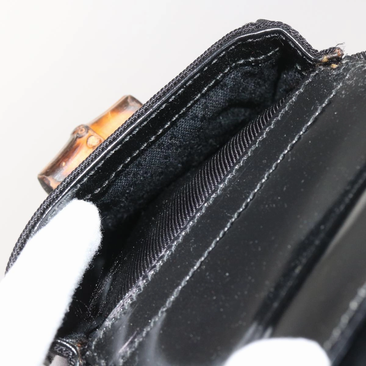 GUCCI Bamboo Backpack Nylon Enamel Black 003 2058 0016 5  56067