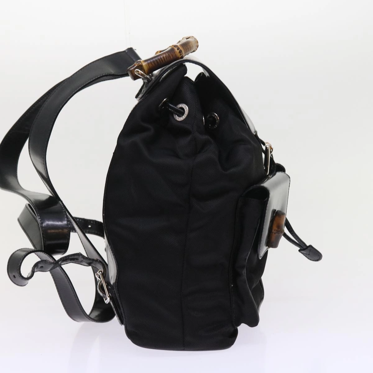 GUCCI Bamboo Backpack Nylon Enamel Black 003 2058 0016 5  56067