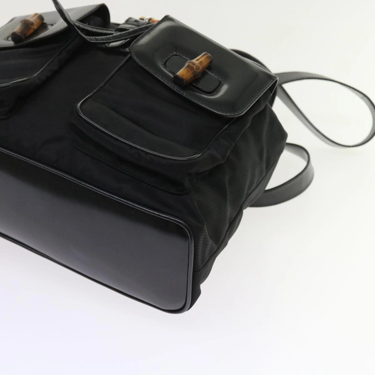 GUCCI Bamboo Backpack Nylon Enamel Black 003 2058 0016 5  56067
