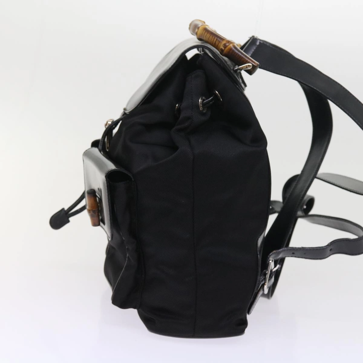 GUCCI Bamboo Backpack Nylon Enamel Black 003 2058 0016 5  56067