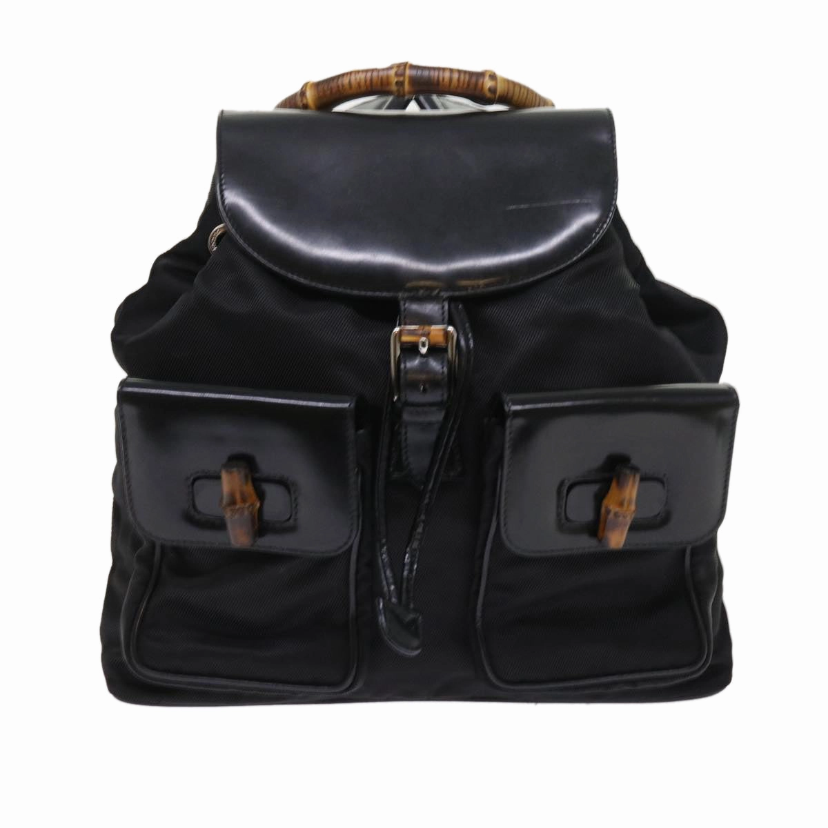 GUCCI Bamboo Backpack Nylon Enamel Black 003 2058 0016 5  56067