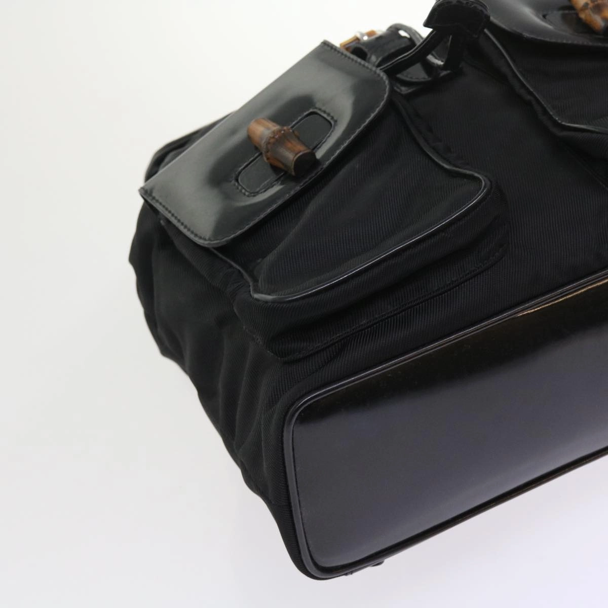 GUCCI Bamboo Backpack Nylon Enamel Black 003 2058 0016 5  56067