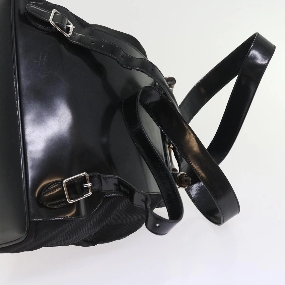 GUCCI Bamboo Backpack Nylon Enamel Black 003 2058 0016 5  56067