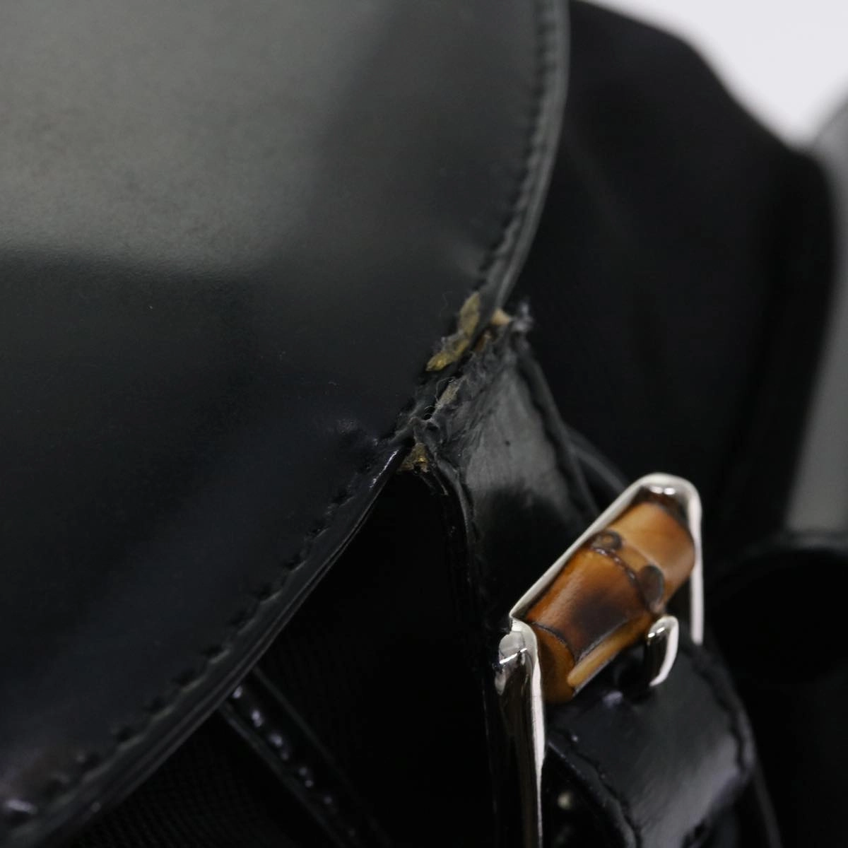 GUCCI Bamboo Backpack Nylon Enamel Black 003 2058 0016 5  56067
