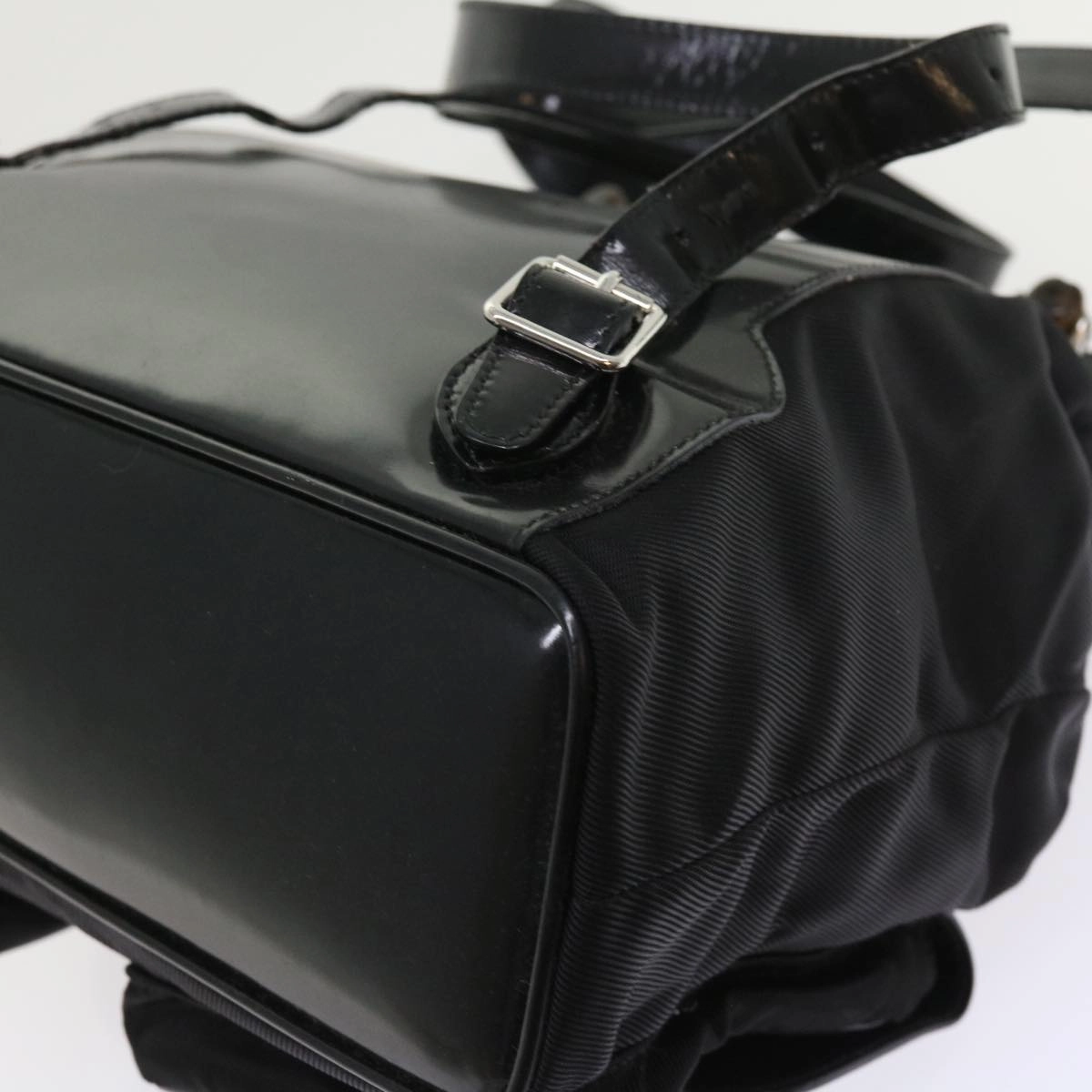 GUCCI Bamboo Backpack Nylon Enamel Black 003 2058 0016 5  56067