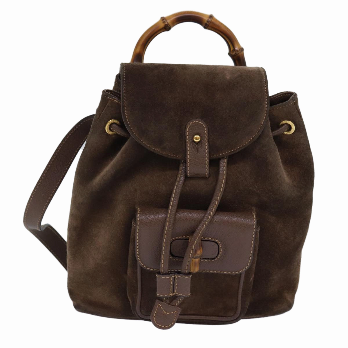 GUCCI Bamboo Backpack Suede Brown Gold 003 2058 0030  th5215