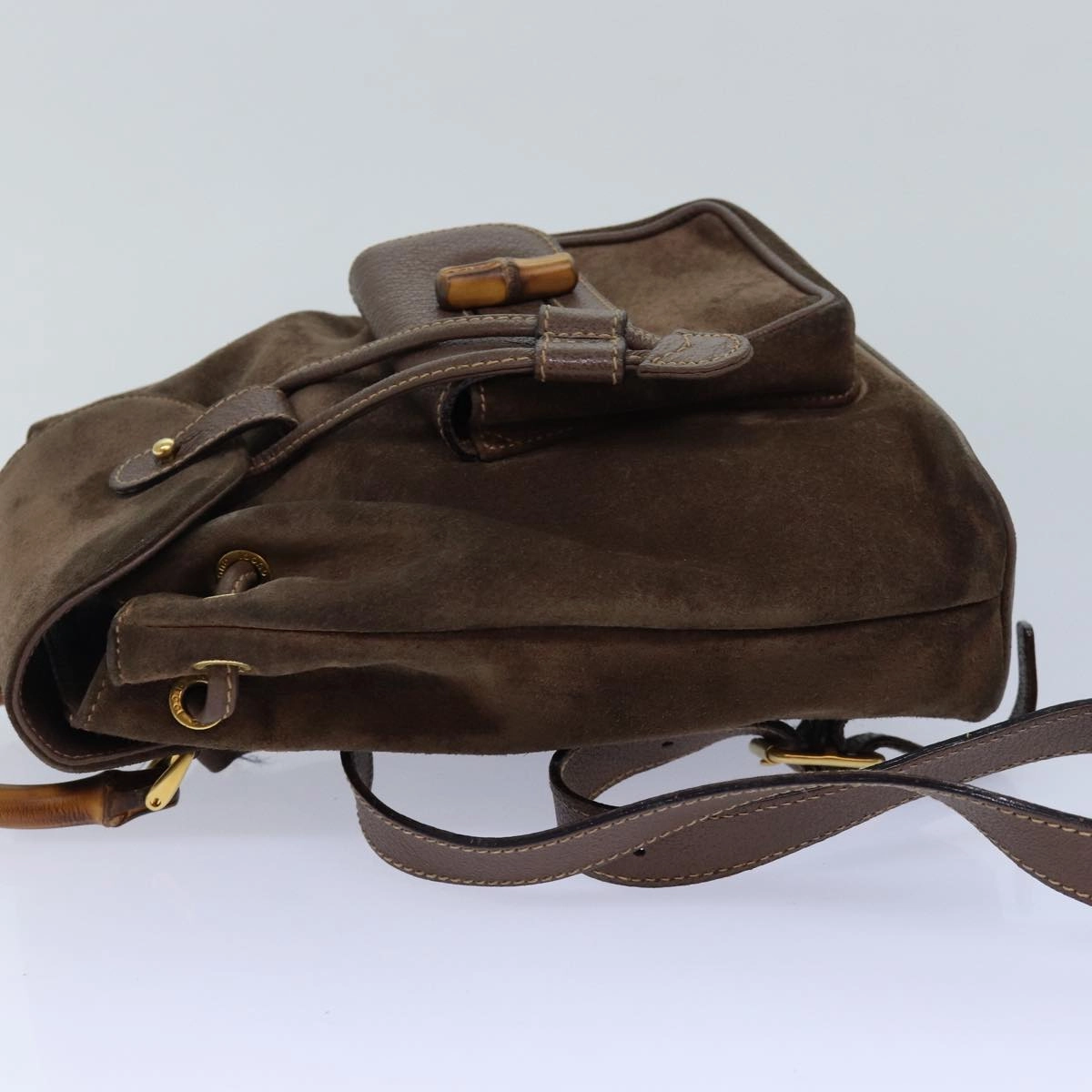 GUCCI Bamboo Backpack Suede Brown Gold 003 2058 0030  th5215