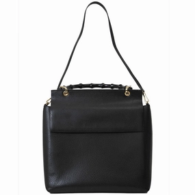 Gucci Bamboo Black Leather Handbag Shoulder Bag ()