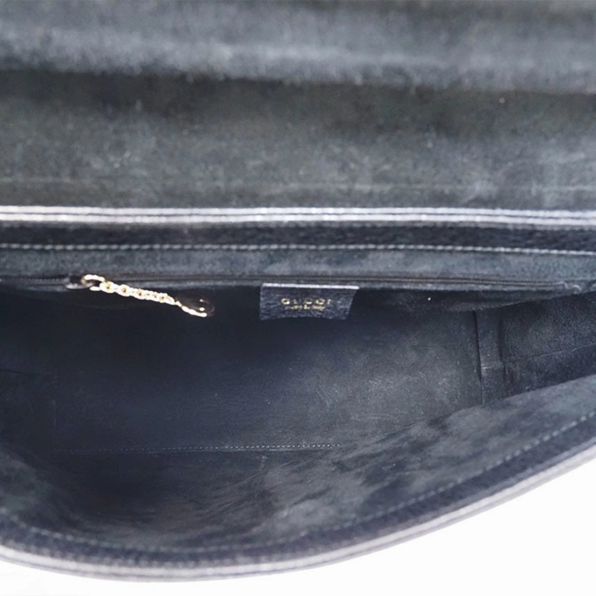 Gucci Bamboo Black Leather Handbag Shoulder Bag ()