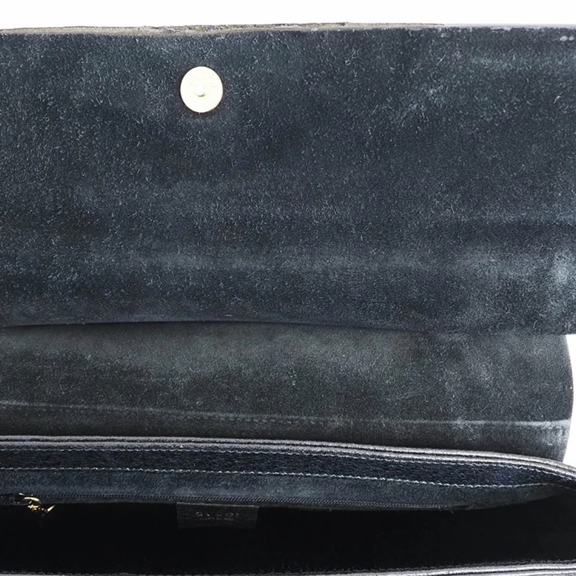 Gucci Bamboo Black Leather Handbag Shoulder Bag ()