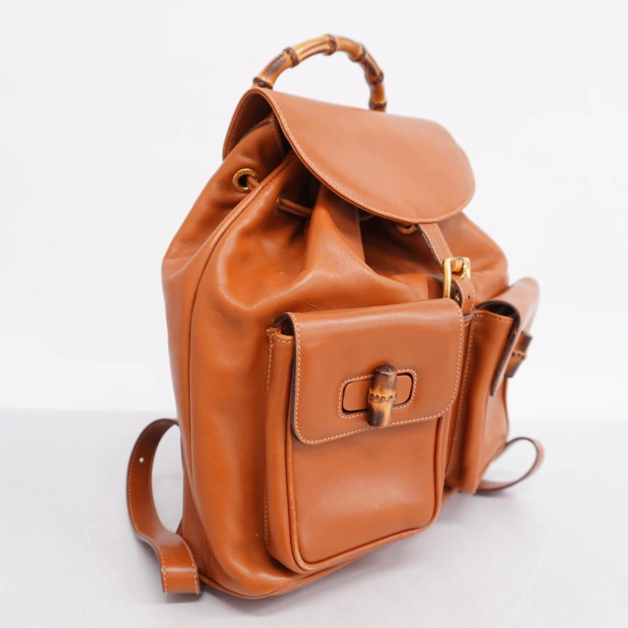Gucci Bamboo  Leather Backpack Bag ()