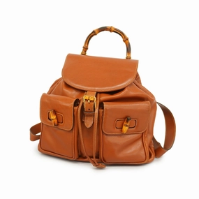 Gucci Bamboo  Leather Backpack Bag ()