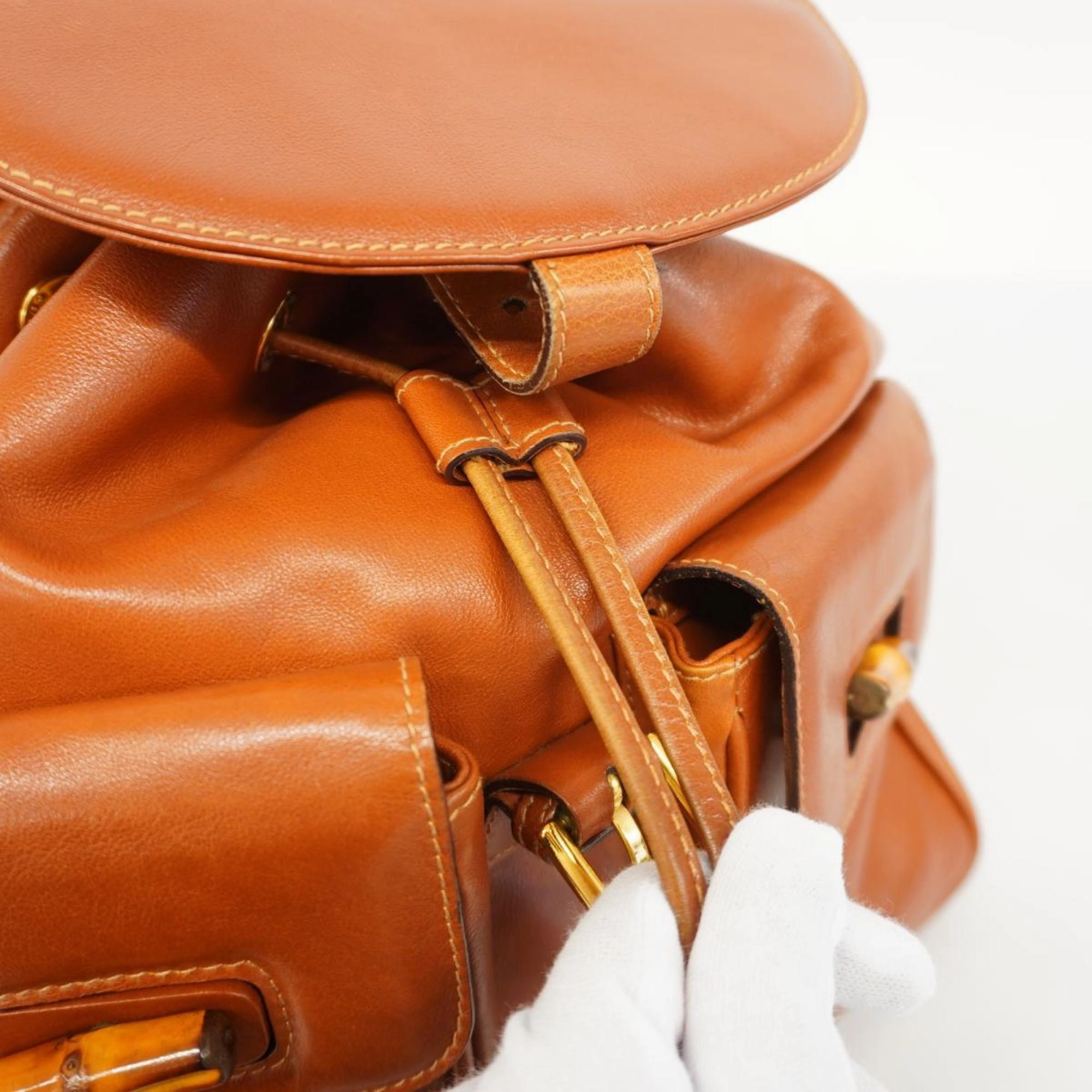 Gucci Bamboo  Leather Backpack Bag ()