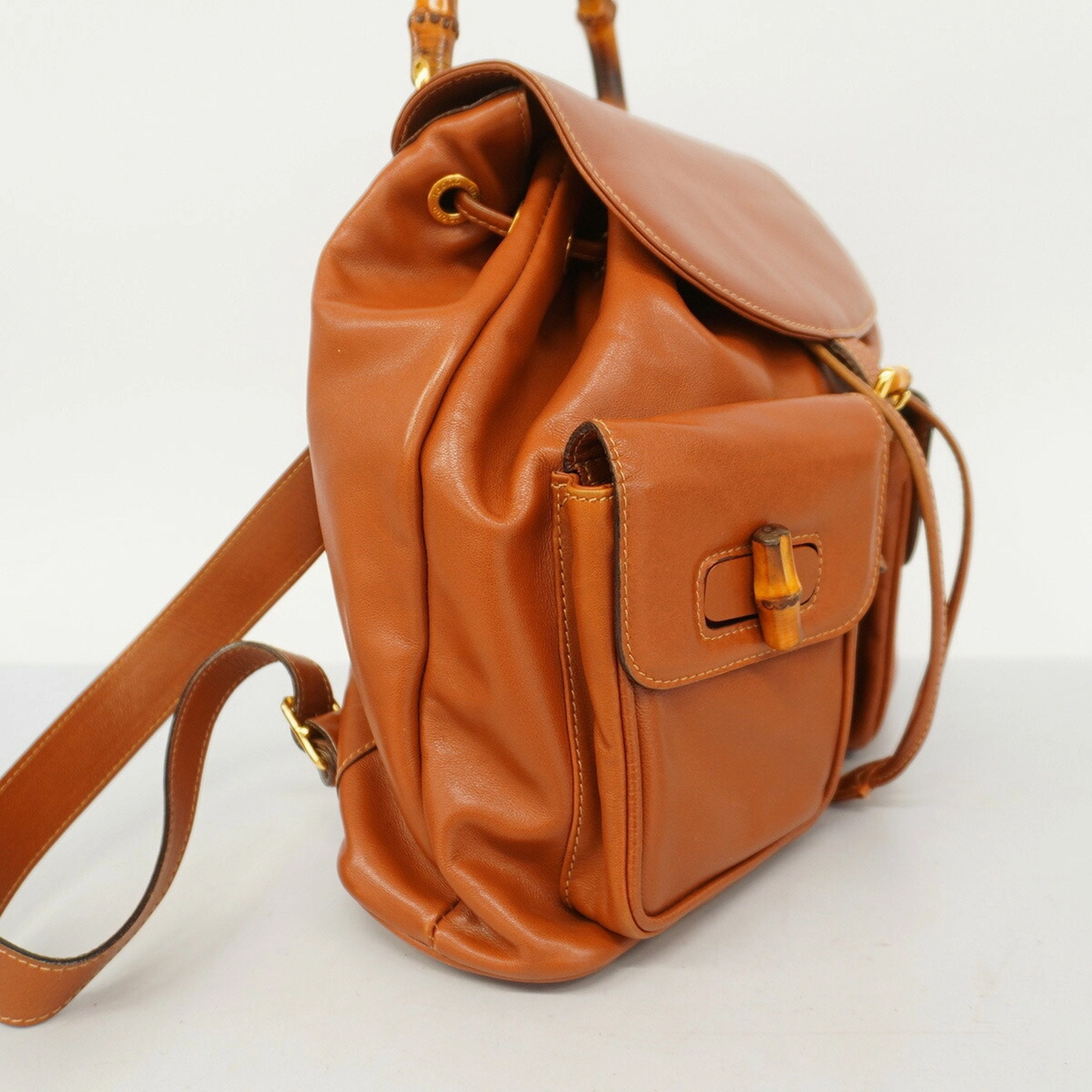 Gucci Bamboo  Leather Backpack Bag ()