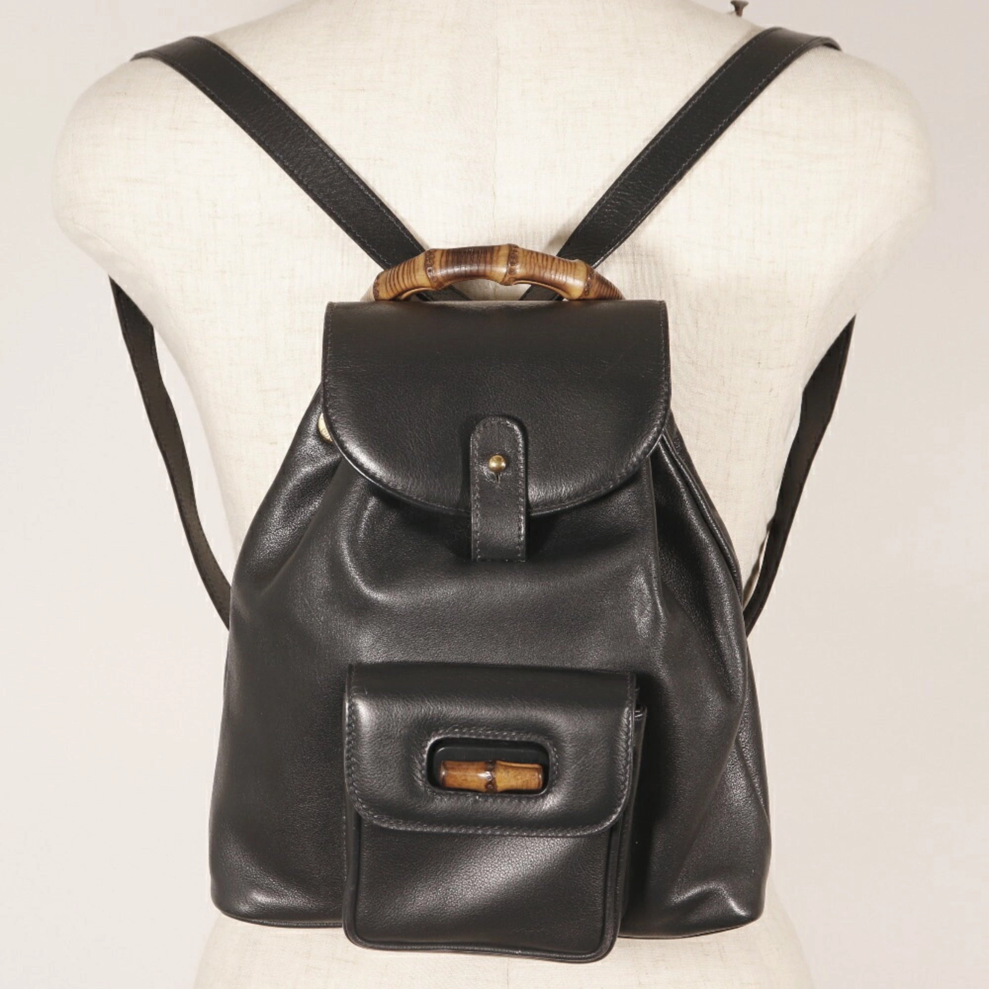 Gucci Bamboo  Leather Backpack Bag ()