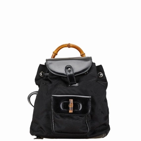 Gucci Bamboo Nylon Leather Backpack
