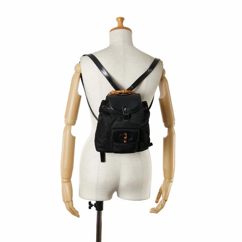 Gucci Bamboo Nylon Leather Backpack
