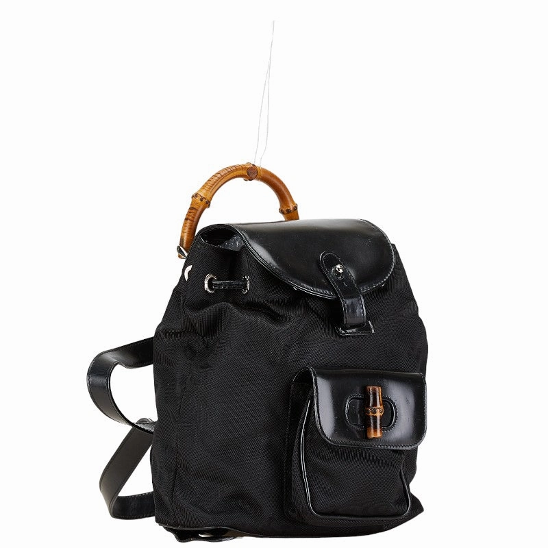 Gucci Bamboo Nylon Leather Backpack