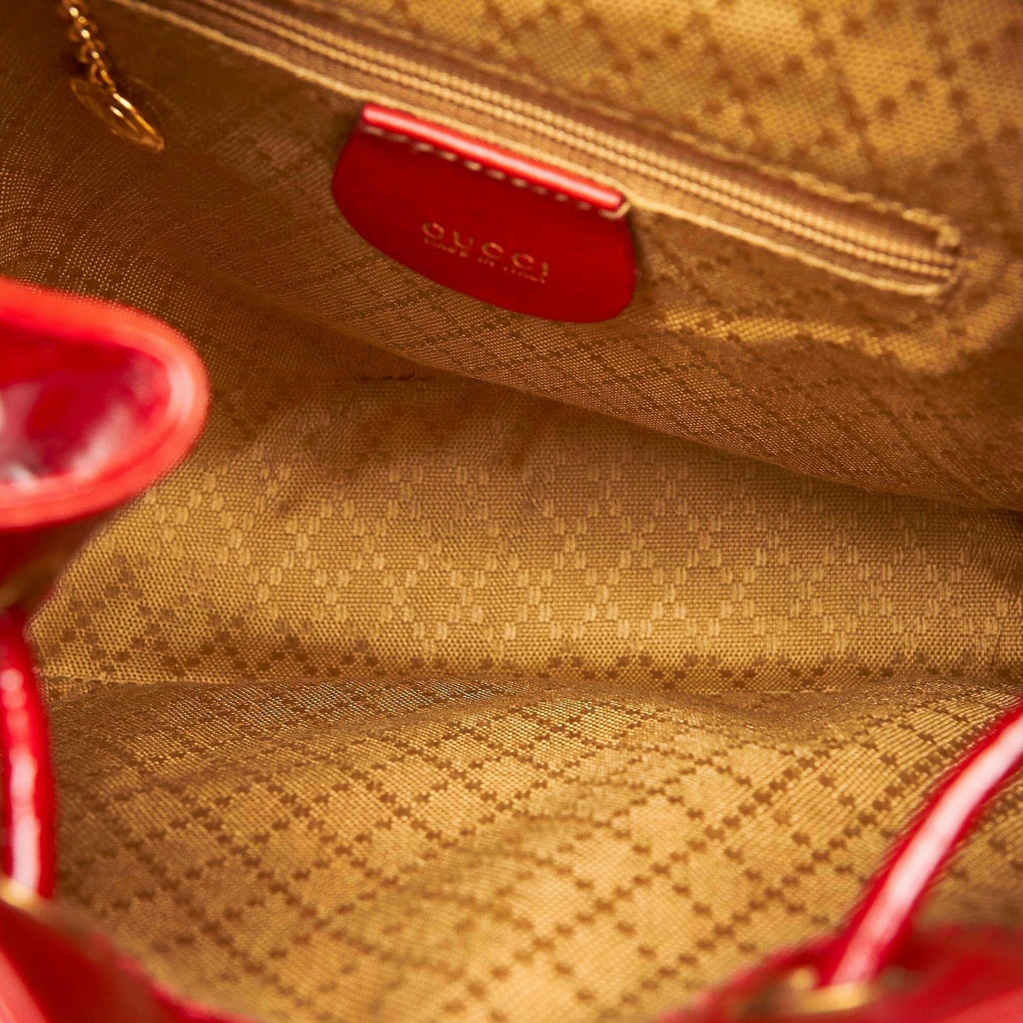 Gucci Bamboo Patent Leather Drawstring Backpack (SHG-22346)