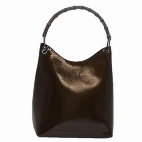 GUCCI Bamboo Shoulder Bag Enamel Brown 001 2122 3006  81842