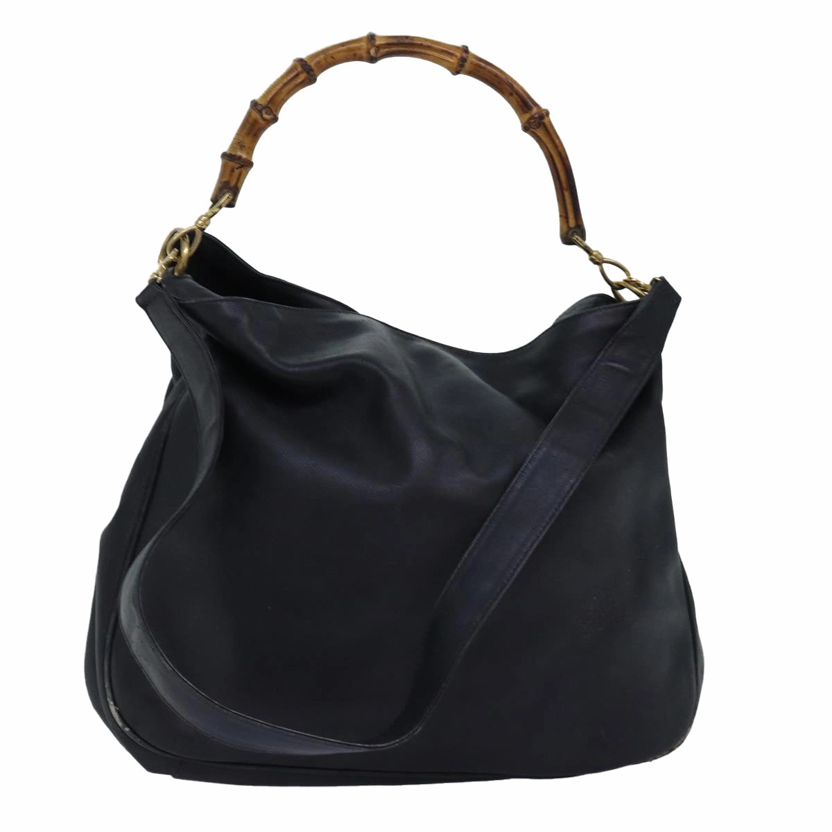 GUCCI Bamboo Shoulder Bag Leather 2way Black 001 123 1577  74262