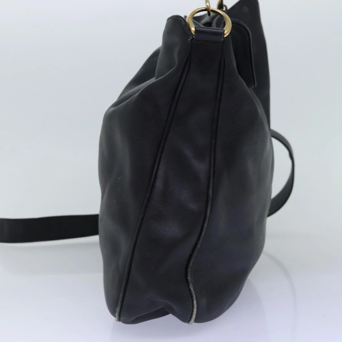 GUCCI Bamboo Shoulder Bag Leather 2way Black 001 123 1577  74262