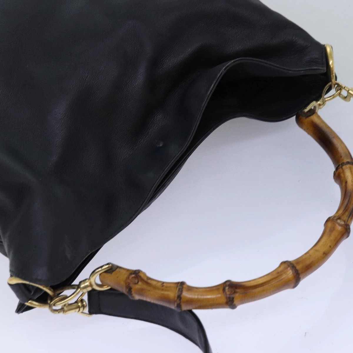 GUCCI Bamboo Shoulder Bag Leather 2way Black 001 123 1577  74262