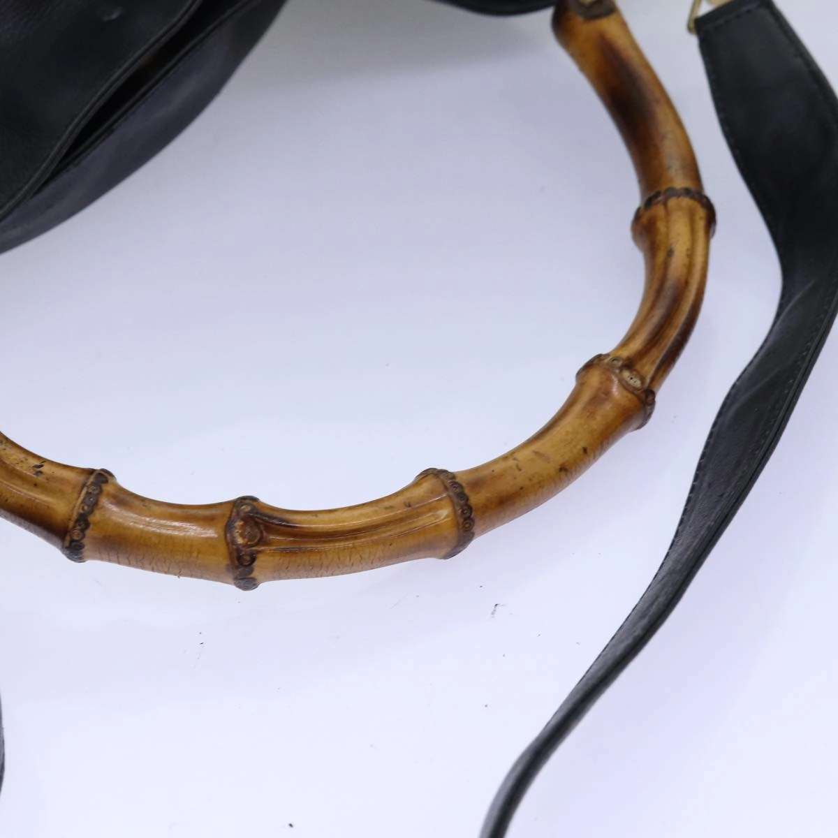 GUCCI Bamboo Shoulder Bag Leather 2way Black 001 123 1577  74262
