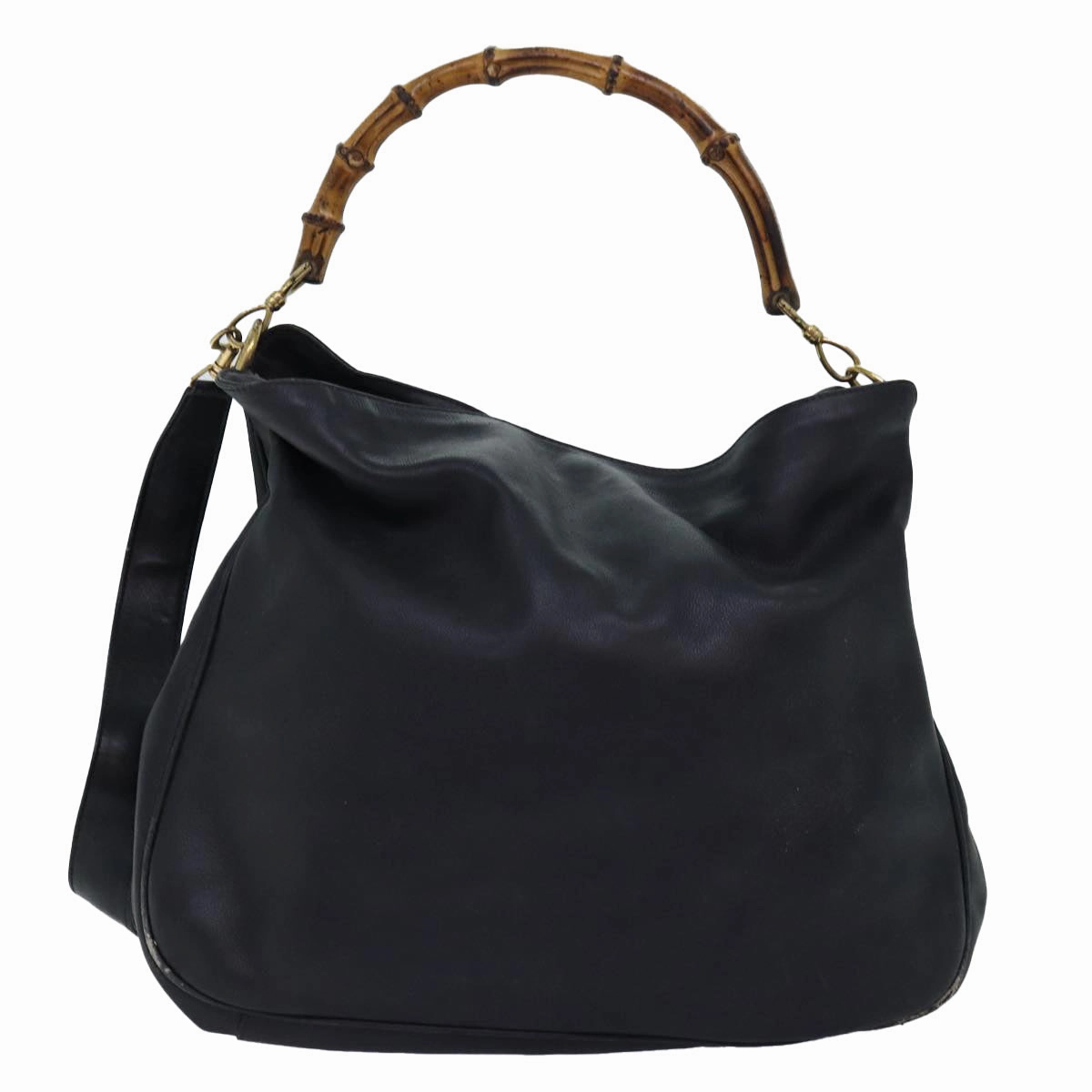 GUCCI Bamboo Shoulder Bag Leather 2way Black 001 123 1577  74262