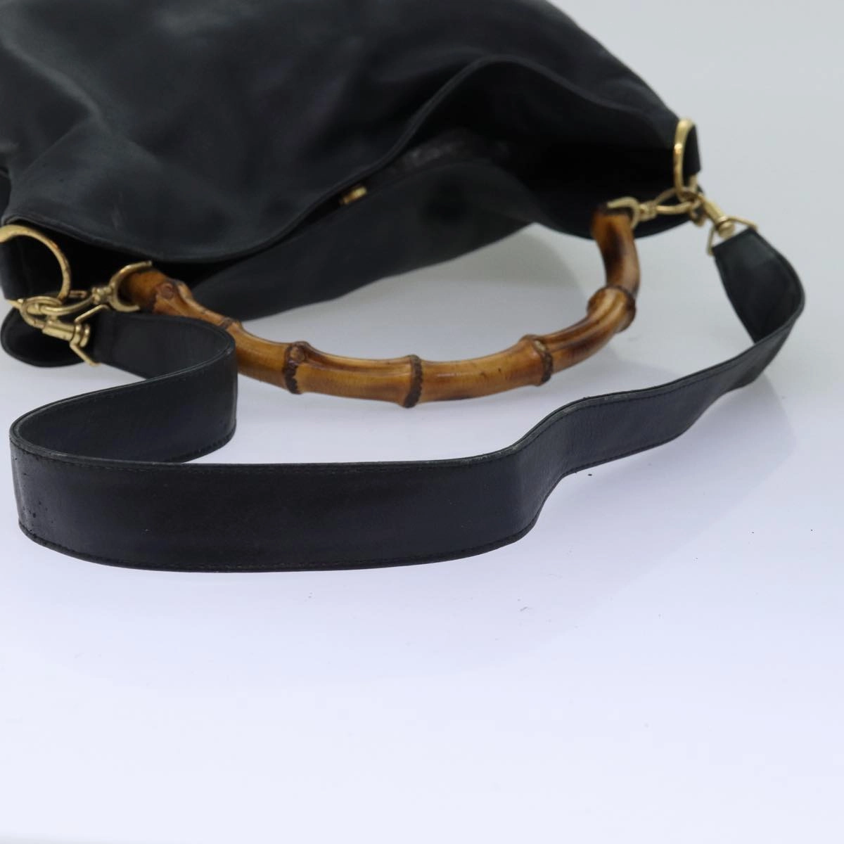 GUCCI Bamboo Shoulder Bag Leather 2way Black 001 123 1577  74262