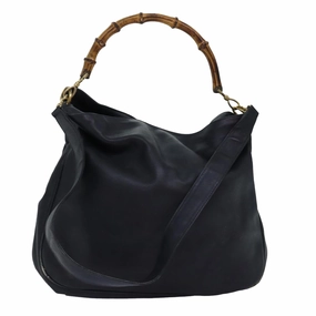 GUCCI Bamboo Shoulder Bag Leather 2way Black 001 123 1577  74262