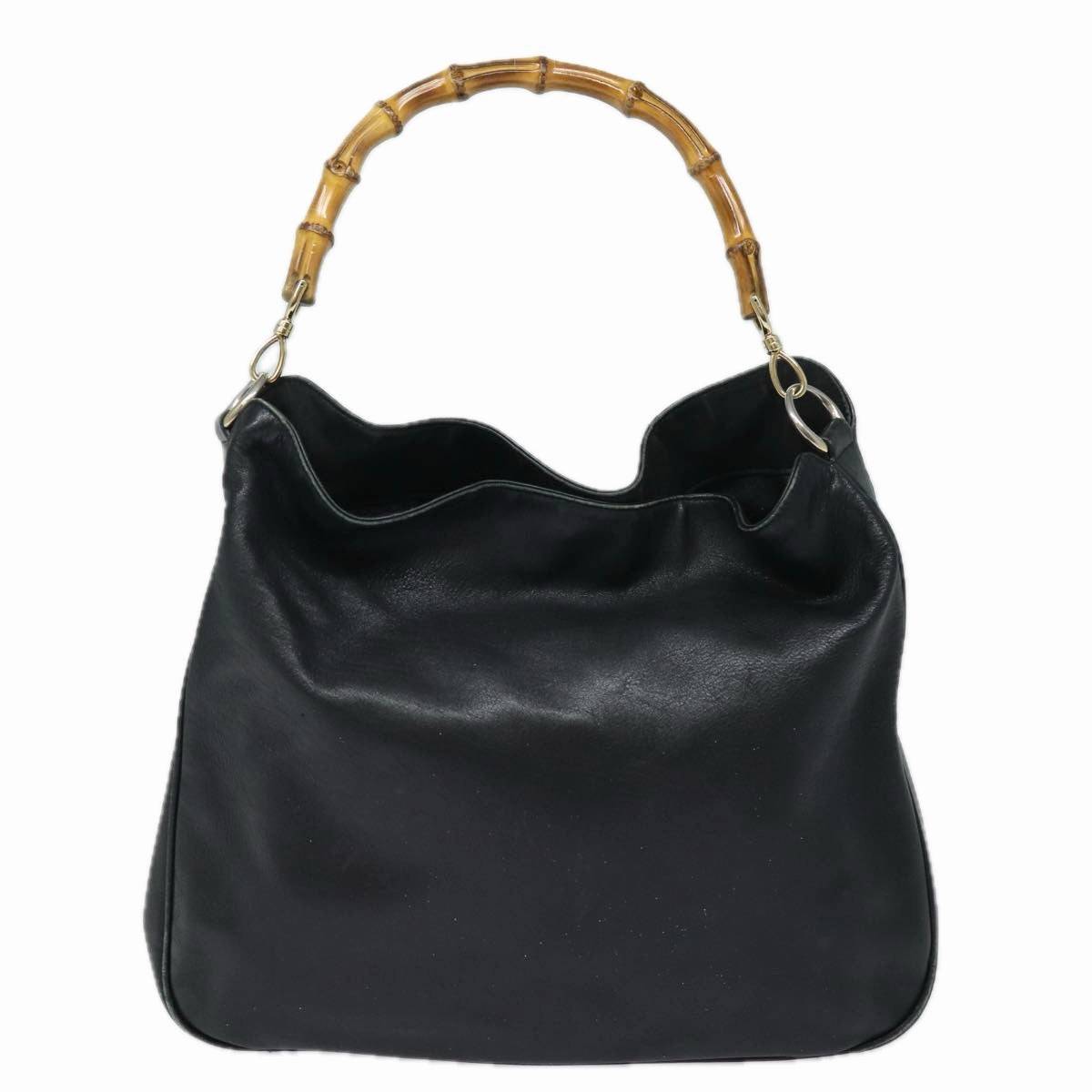GUCCI Bamboo Shoulder Bag Leather 2way Black 001 1377 3754  80844