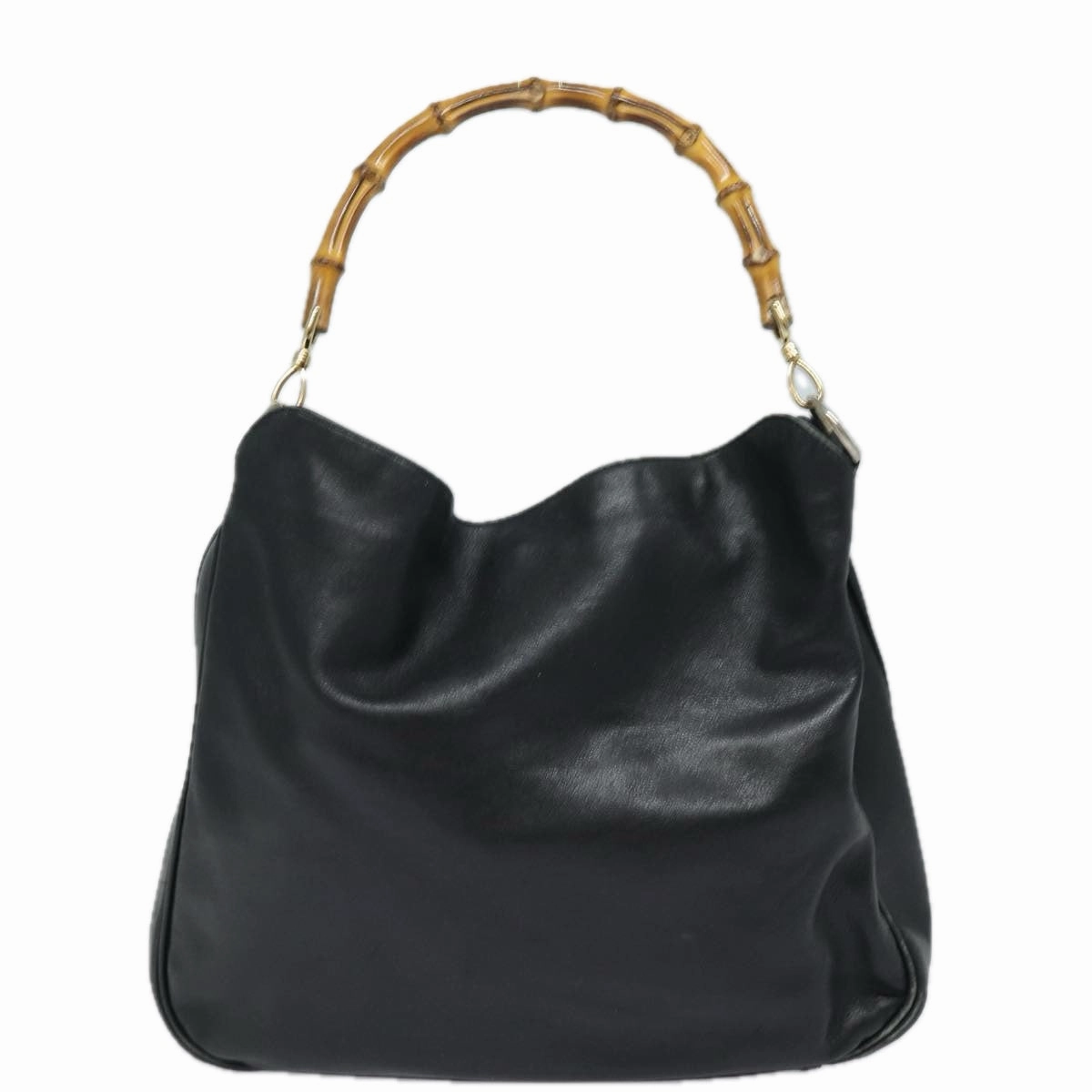 GUCCI Bamboo Shoulder Bag Leather 2way Black 001 1377 3754  80844