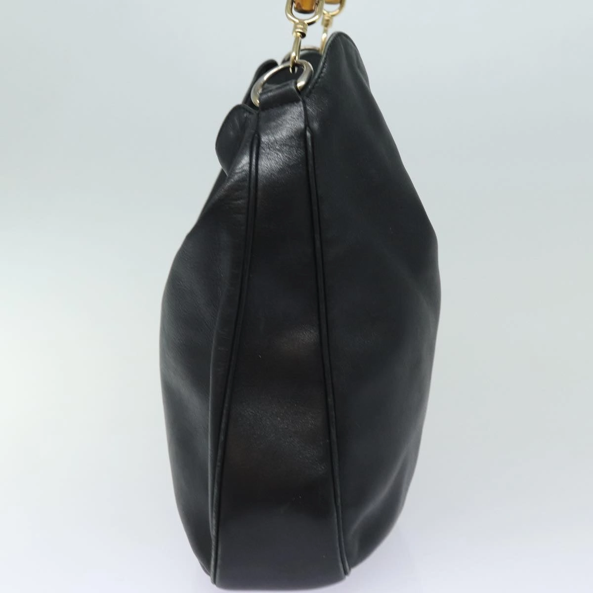 GUCCI Bamboo Shoulder Bag Leather 2way Black 001 1377 3754  80844