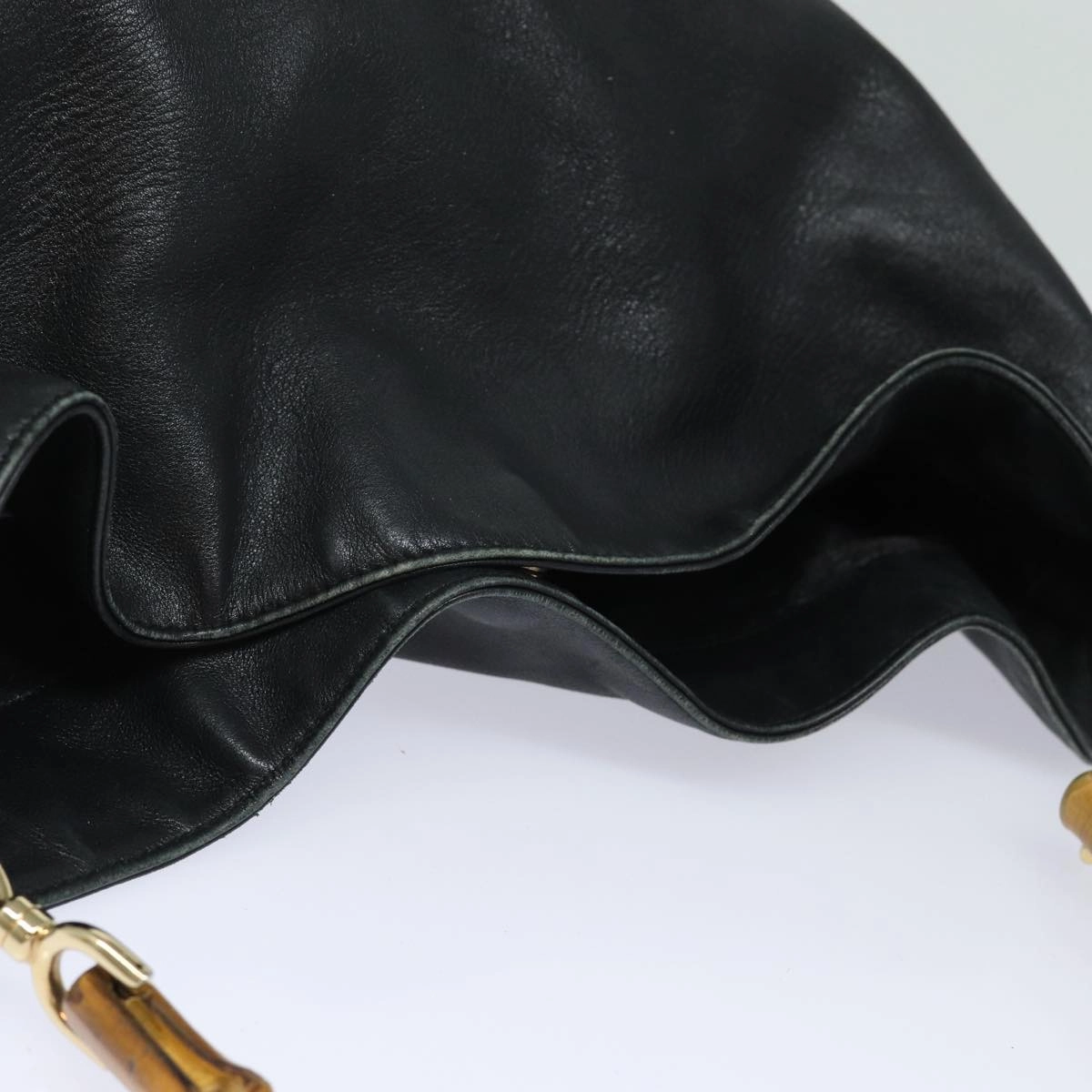 GUCCI Bamboo Shoulder Bag Leather 2way Black 001 1377 3754  80844