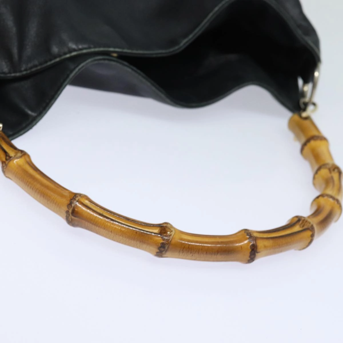 GUCCI Bamboo Shoulder Bag Leather 2way Black 001 1377 3754  80844