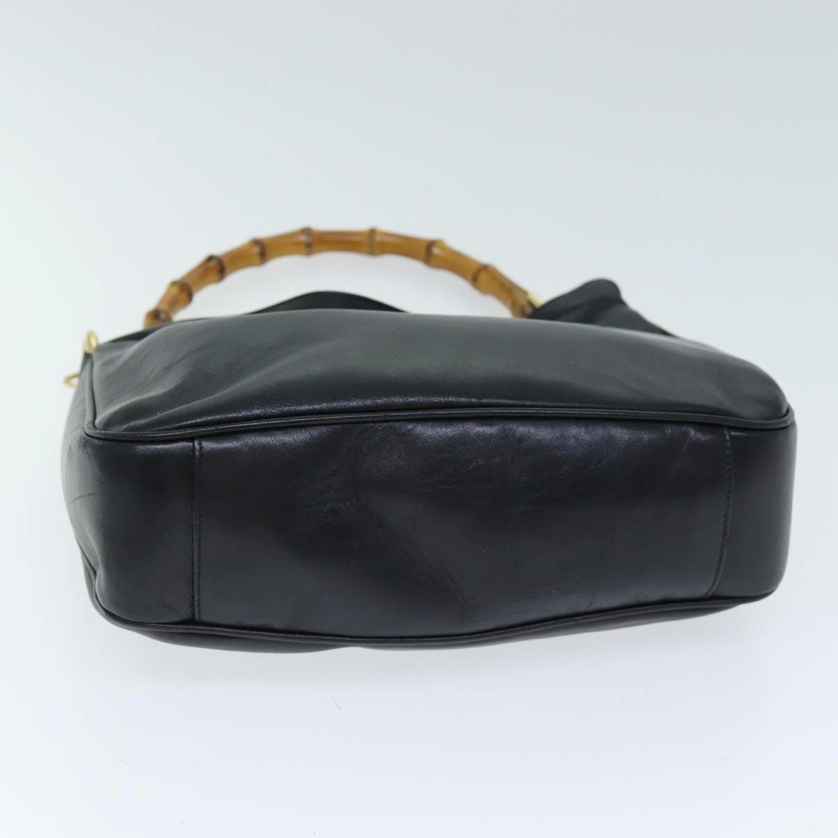 GUCCI Bamboo Shoulder Bag Leather 2way Black 001 1998 1638  73901