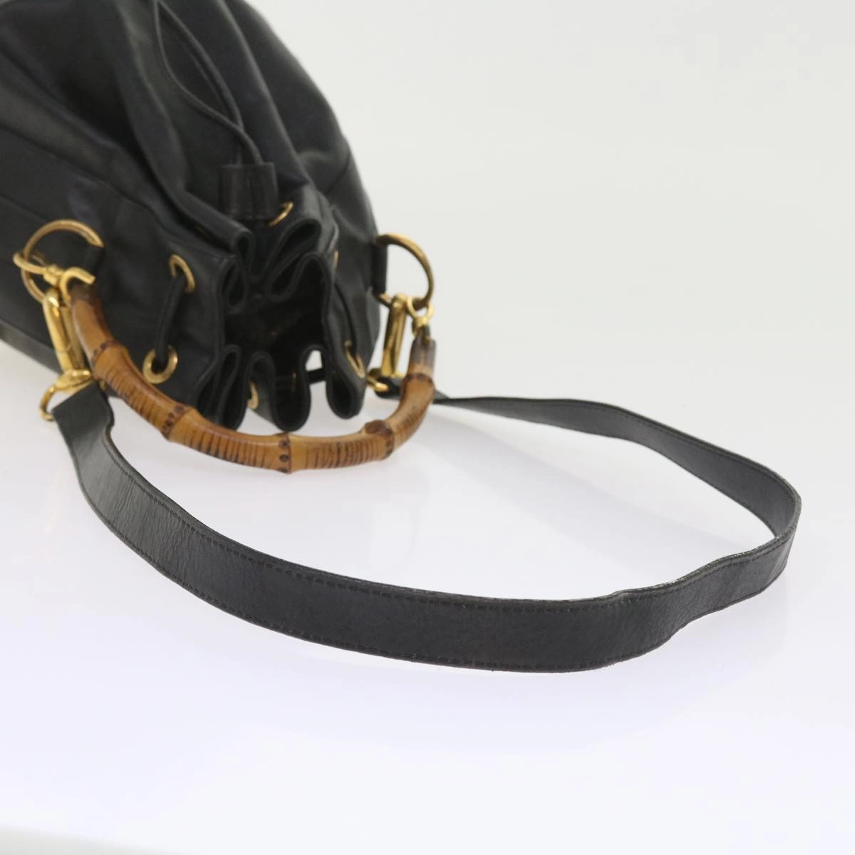 GUCCI Bamboo Shoulder Bag Leather 2way Black 001 2865 1657  bs9276
