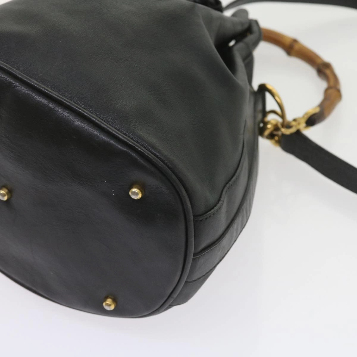 GUCCI Bamboo Shoulder Bag Leather 2way Black 001 2865 1657  bs9276