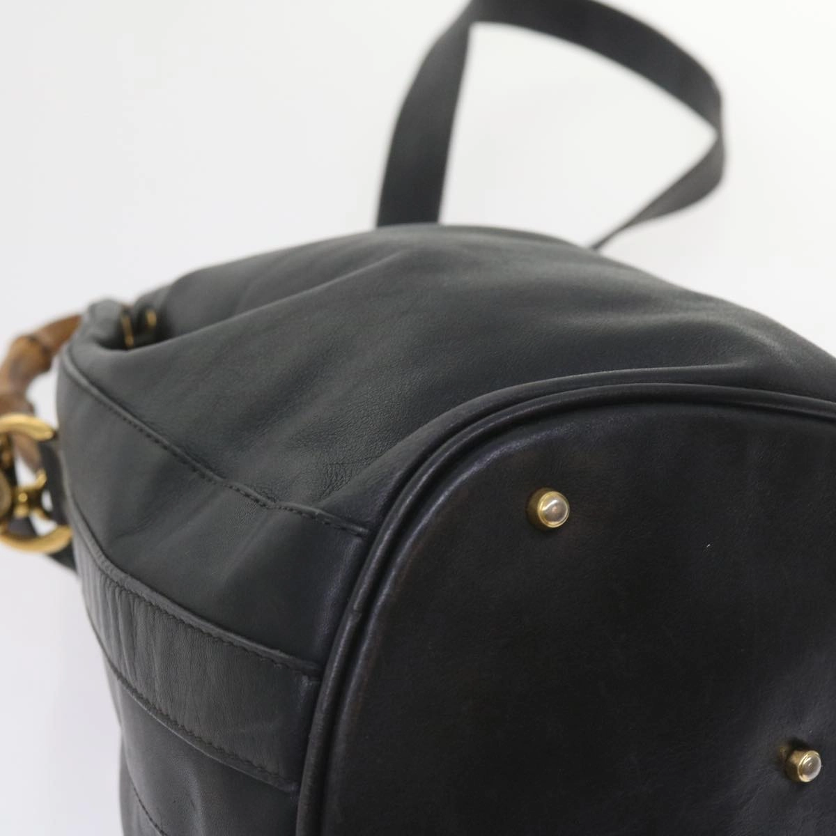 GUCCI Bamboo Shoulder Bag Leather 2way Black 001 2865 1657  bs9276