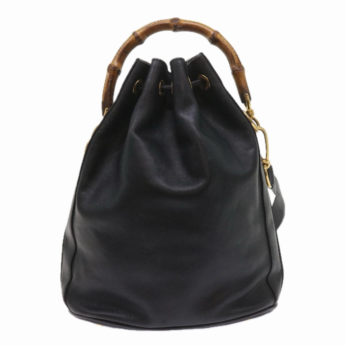 GUCCI Bamboo Shoulder Bag Leather 2way Black 001 2865 1657  bs9276