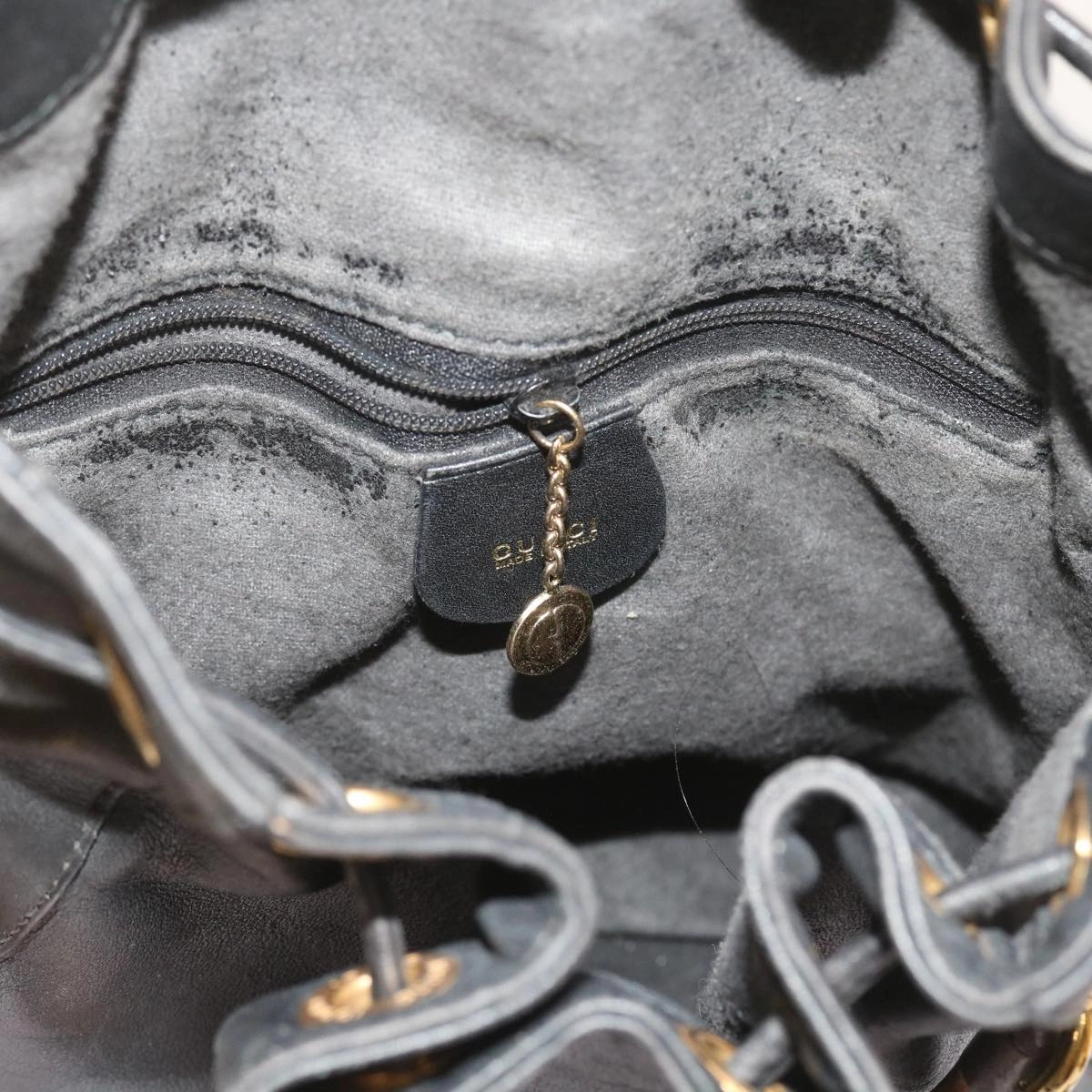 GUCCI Bamboo Shoulder Bag Leather 2way Black 001 2865 1657  bs9276