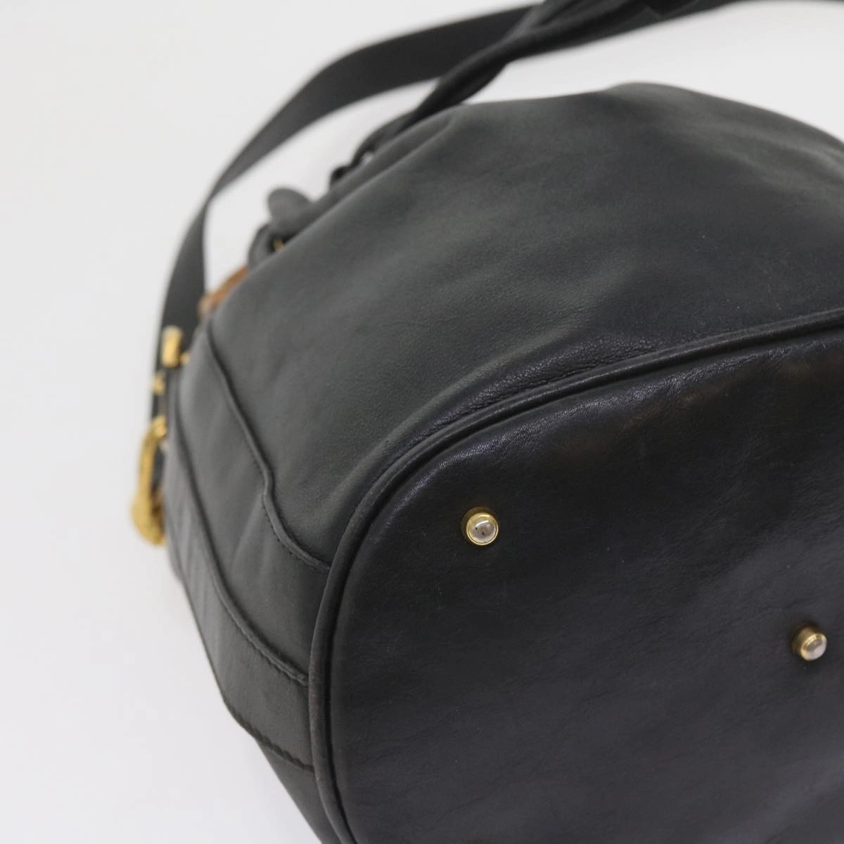 GUCCI Bamboo Shoulder Bag Leather 2way Black 001 2865 1657  bs9276