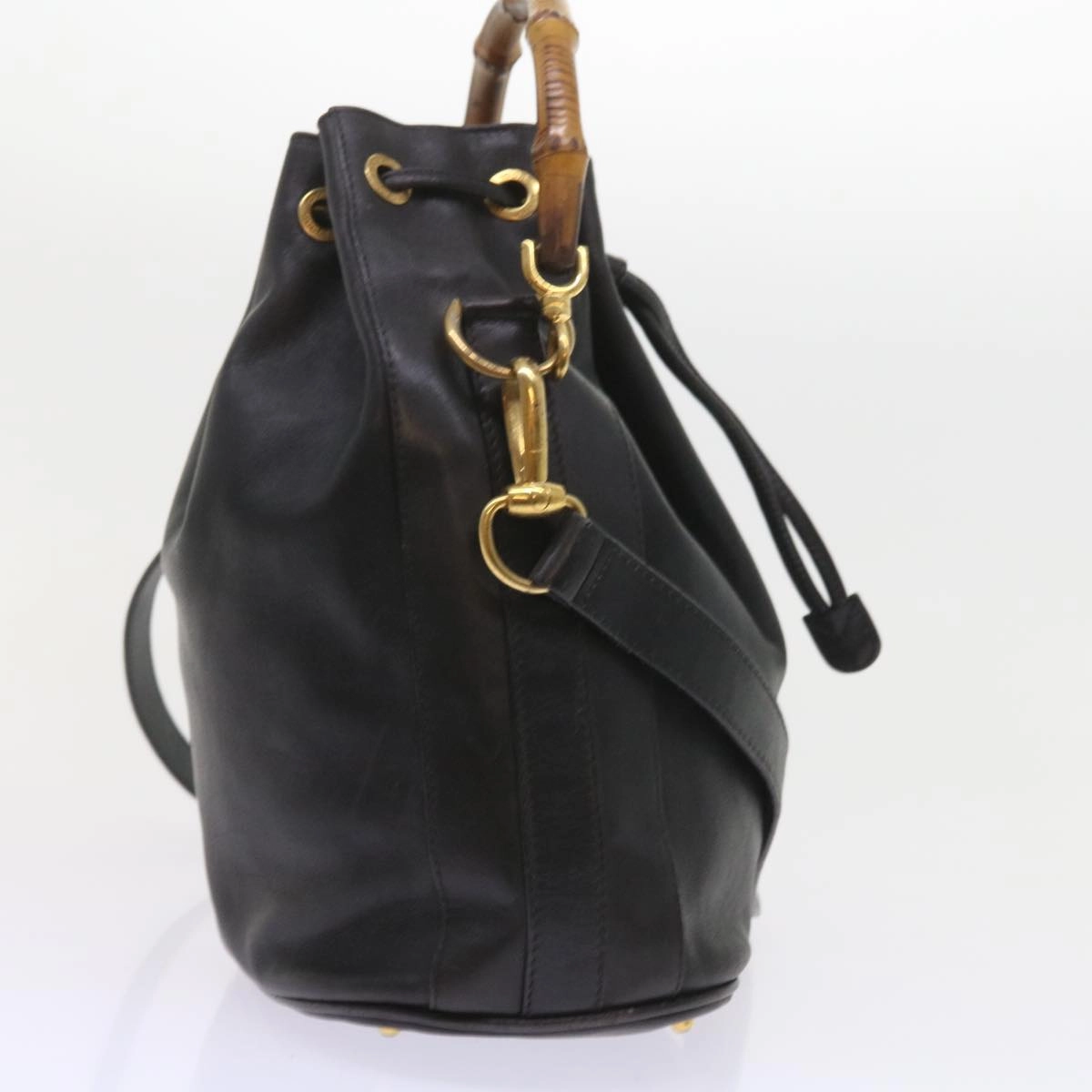 GUCCI Bamboo Shoulder Bag Leather 2way Black 001 2865 1657  bs9276